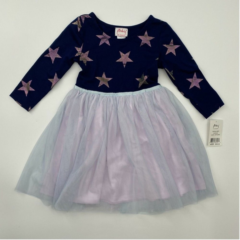 Pinky Boutique Girl's Star Tutu Dress Purple/Navy Blue sz 8 Birthday/School/Gift